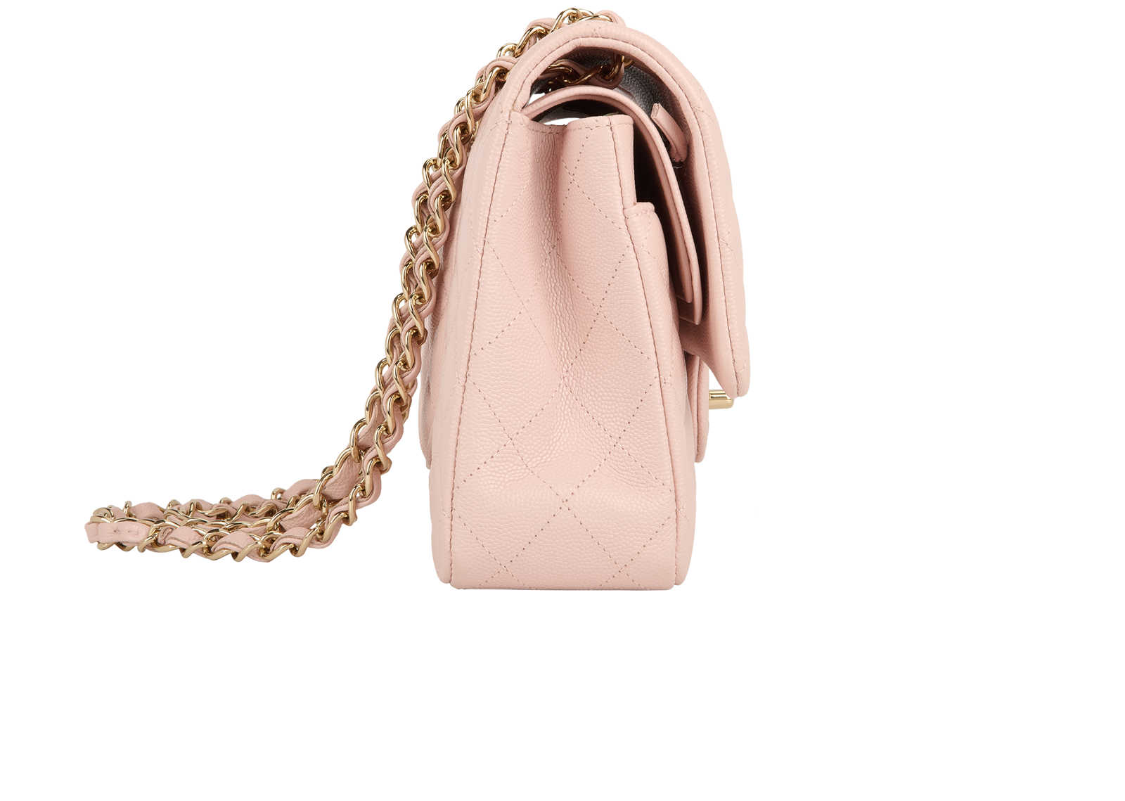 Medium Classic Double Flap, &pound;7,100, Handbags, Pink, Caviar Leather, Side view